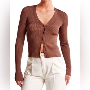 NWOT Abercrombie Slim Ribbed Brown Cardigan size M